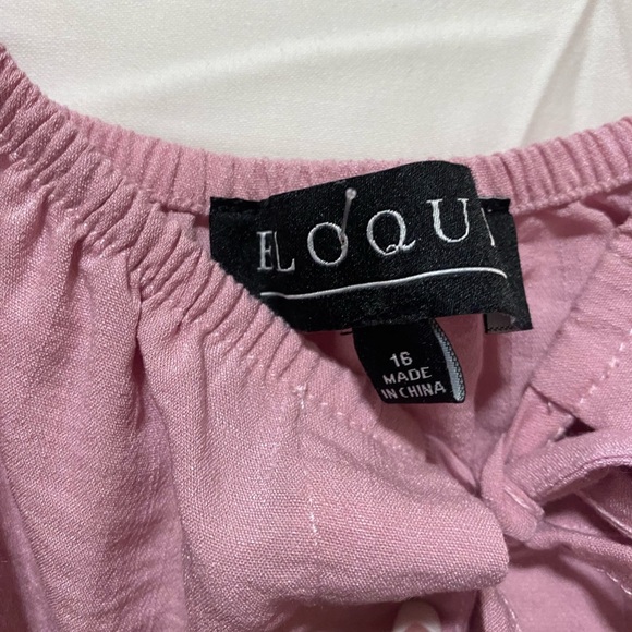 ELOQUII Pink Blouse Size L Gathered Neck on the Shoulder - Picture 5 of 6